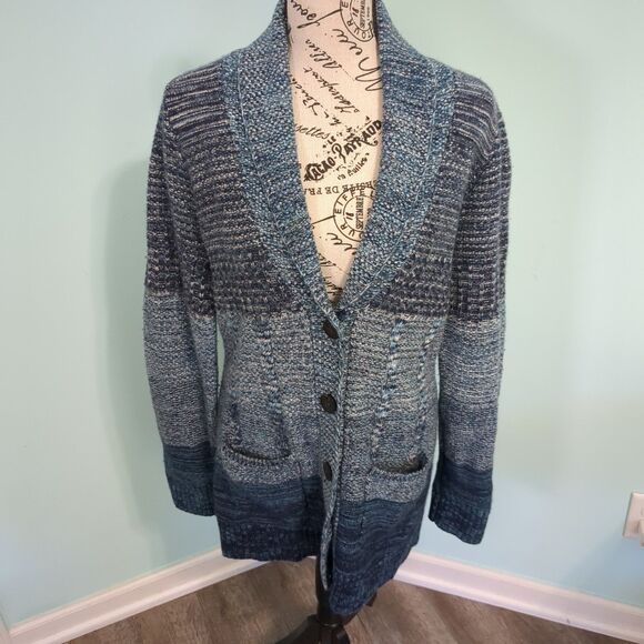Pendleton Lambs Wool Angora Button Down Cardigan Sweater Coat blue medium - Picture 1 of 6